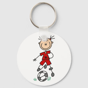 För stick figurfotboll för flicka röda enhetlig nyckelring
