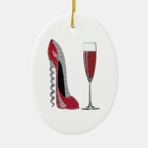För stilett- och champagneexponeringsglas för julgransprydnad keramik