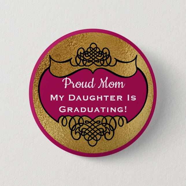 För stilfull guld- stolt förälder namn brickaFaux Knapp (Framsida)