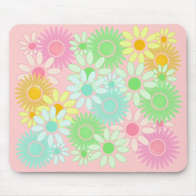 För stilmousepad för galen daisy retro flower musmatta (Framsidan)