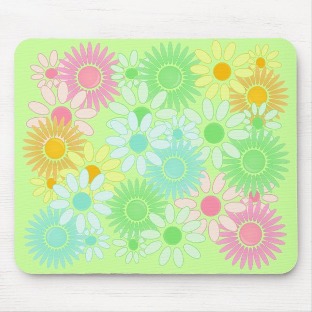 För stilmousepad för galen daisy retro flower musmatta (Framsidan)