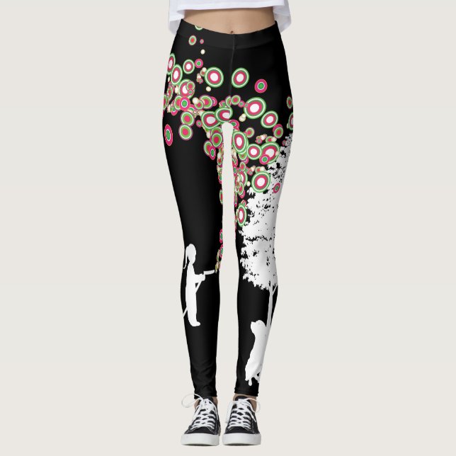 för stilsvart för trädgårds- grafitti banksy leggings (Framsida)