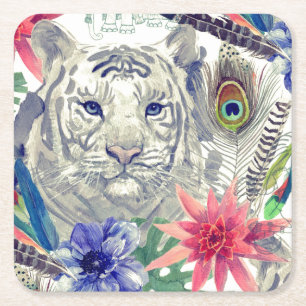 För stiltiger för vintage indiskt mönster underlägg papper kvadrat