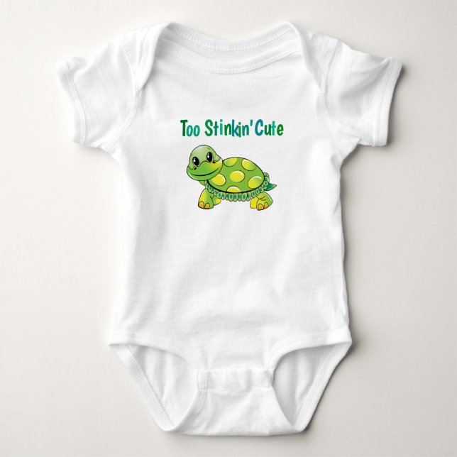 För Stinkin'Cute Grönt and Gult Spoted Turtle T Shirt (Framsida)