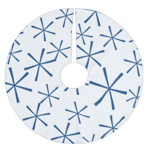 För stjärnamönster för moderna blått geometri julgransmatta borstad polyester