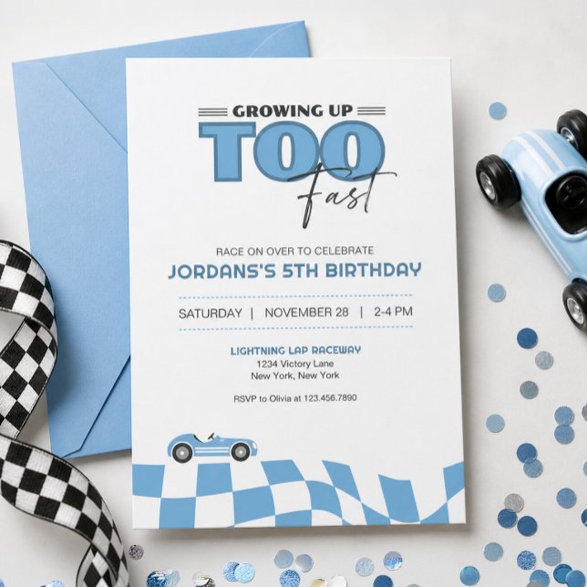 För Stor För Snart Racing Födelsedagsinbjudan Inbjudningar (Skapare uppladdad)
