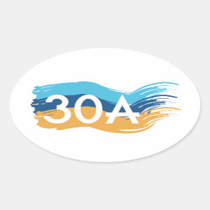 För strandSwash för huvudväg 30A Florida design Ovalt Klistermärke