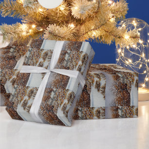 För stugasnö för jul lantlig design för konst presentpapper