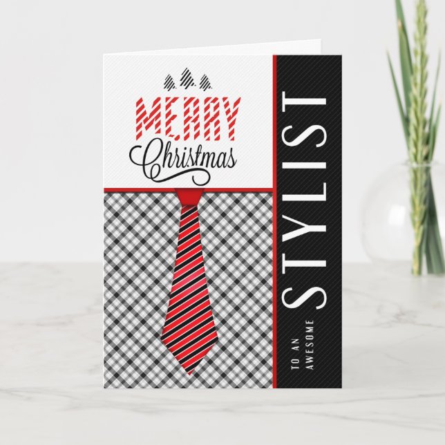 för Stylist God Jul Manlig Slip Helgkort (Framsida)