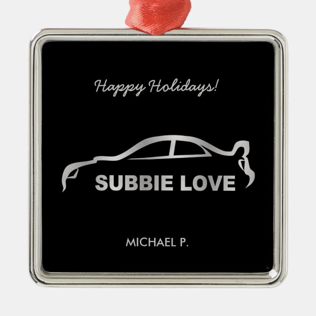 För Subie för Impreza STI-silver prydnad för jul Julgransprydnad Metall (Framsidan)