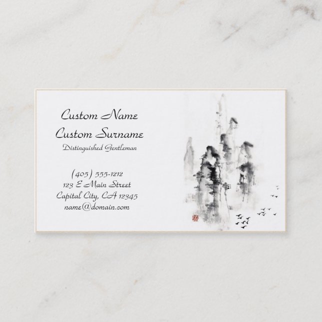 För sumi-ebläck för klassiker orientalisk kinesisk visitkort (Framsida)