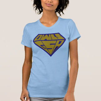 För Superherologotyp för ugglor GSA blått och gult T-shirt