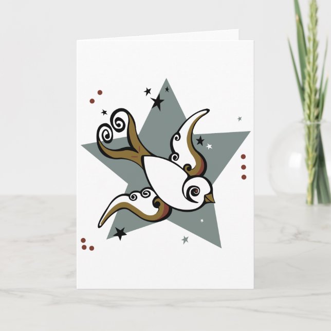 För svalafågel för tatuering stads- design kort (Framsida)