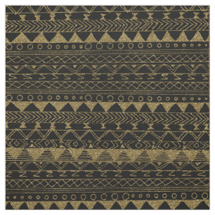 För svart guld- aztec mönster fauxglitter för tyg