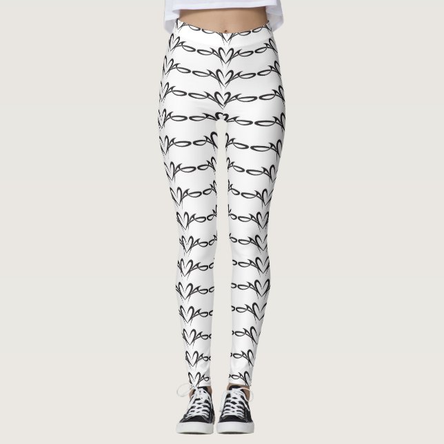 För svart hjärtor Thunder_Cove scrolly Leggings (Framsida)