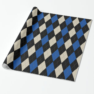 För svart kräm- Argyle mönster för marin Presentpapper