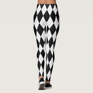För svart Shape för diamant Argyle för grad vit Leggings