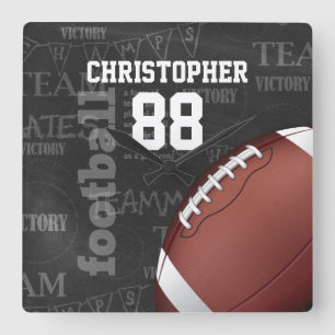 För svart tavlaamerikan för personlig fotboll fyrkantig klocka