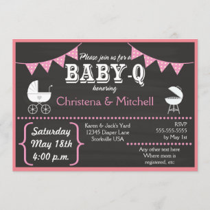 För svart tavlababy shower för Baby-q inbjudningar