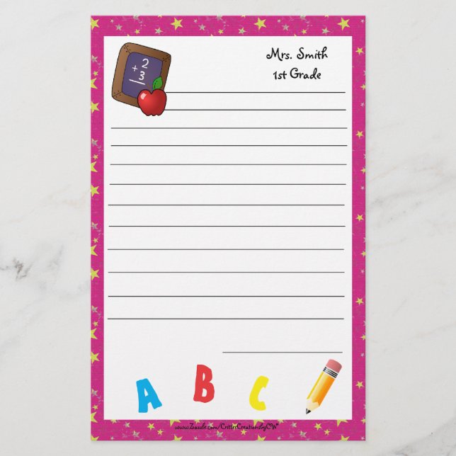 För svart tavlabrevpapper för back to school rosor brevpapper (Framsida)