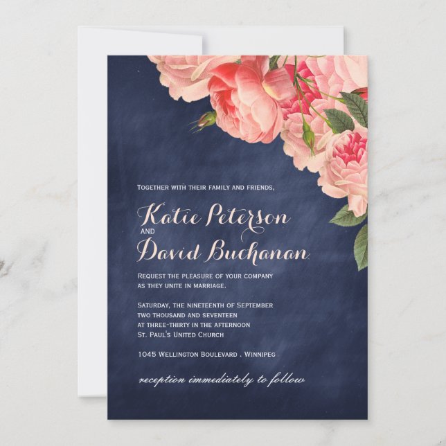 För svart tavlabröllop för marin inbjudan (Framsida)