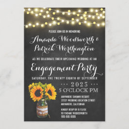 För svart tavlaförlovningsfest för solros inbjudningar