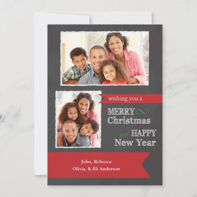 För svart tavlafoto för god jul julkort (Framsida)