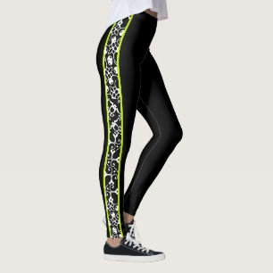 För svart virvlar runt stilfullt modernt vitgrön leggings