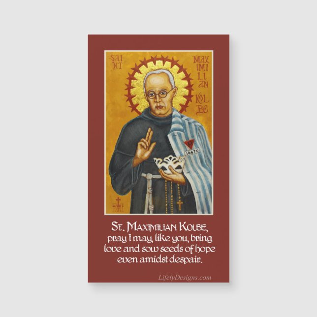 För symbolsbön för St. Maximilian Kolbe magnet (Framsida)