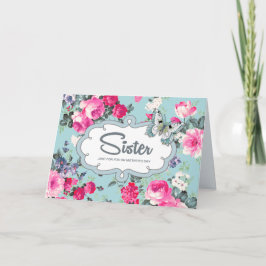 För syster på Mors dag. Vintage Ro Kort