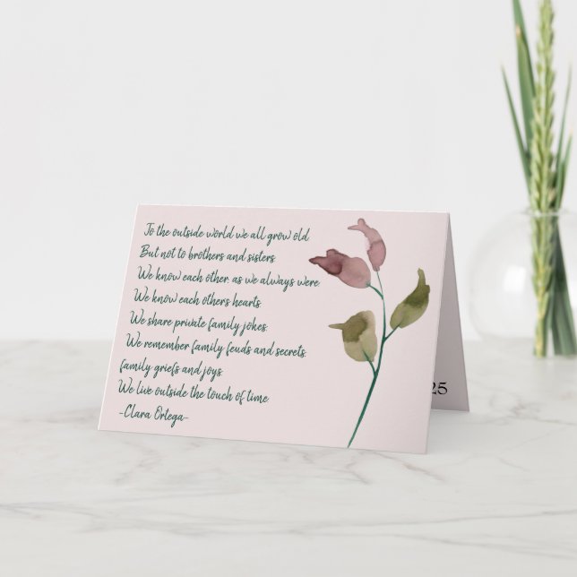 För syster Sentimental Dikt Söt Rosa födelsedag Kort (Framsida)