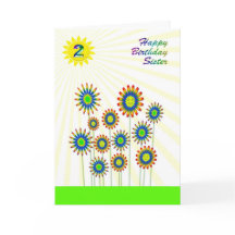 För systerålder 2: ett lycklig-blomsterkort