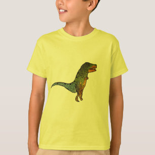 För T-Rex för gulliga ungar gul konst dinosaur T-shirt
