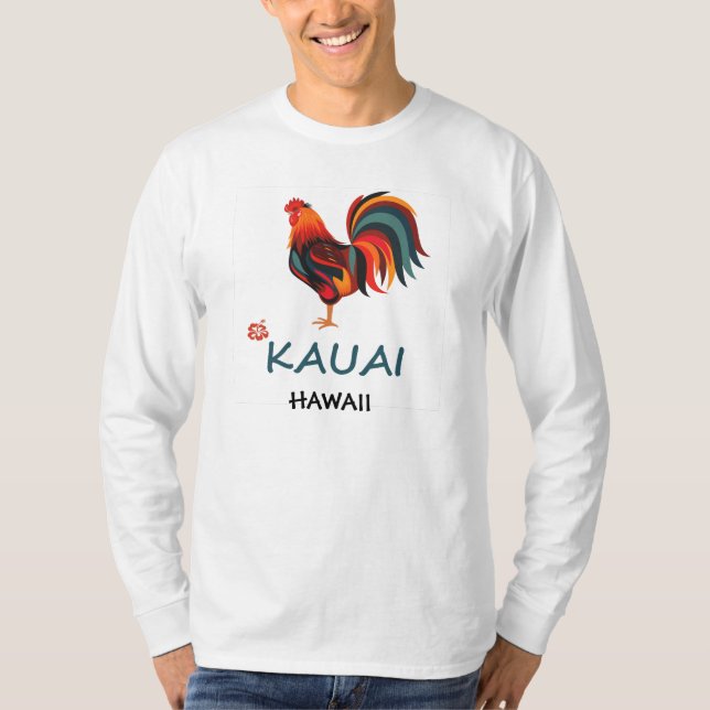 För T-tröjaKauai för långärmad hawaiansk tupp vild T-shirt (Framsida)