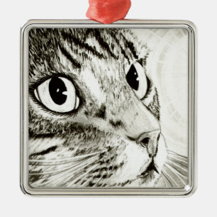 För tabby kattfantasi för fe ljus prydnad för julgransprydnad metall