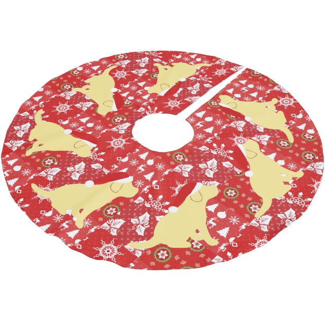 För täckegult för jul röda Labrador valpar Julgransmatta Borstad Polyester (Vinklad)