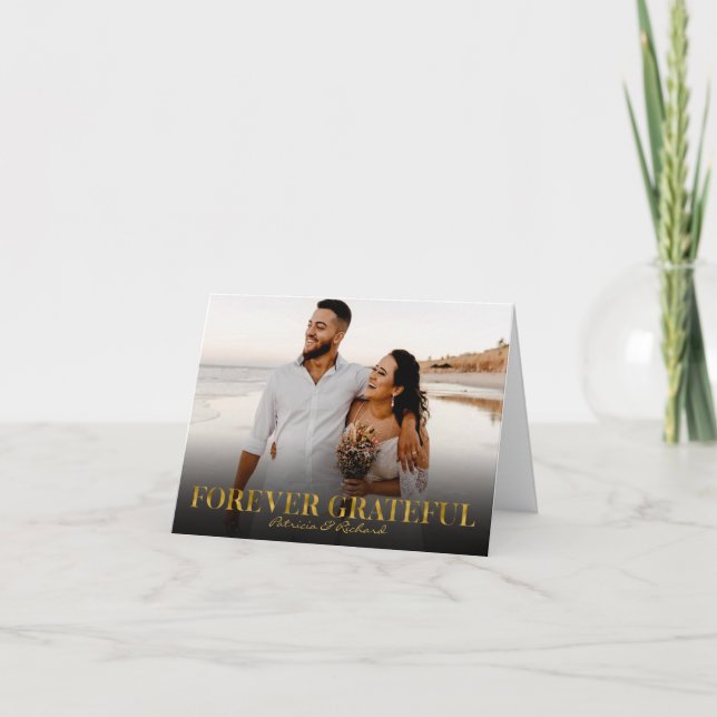 För tacksam guldfoto Bröllop Tack (Framsida)
