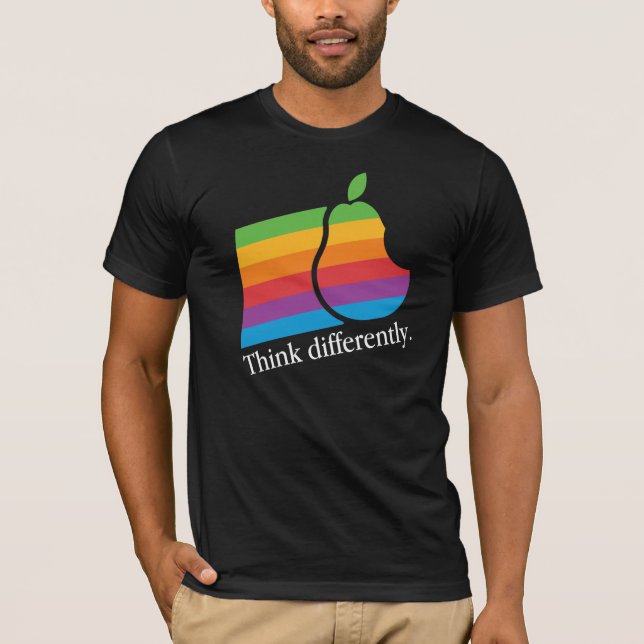 För tänka för Apple olikt - Retro T-tröja parodi Tee (Framsida)