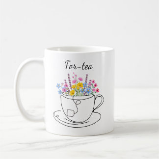 For-Tea 40-års födelsedags Whimsical Färgrik Blomm Kaffemugg