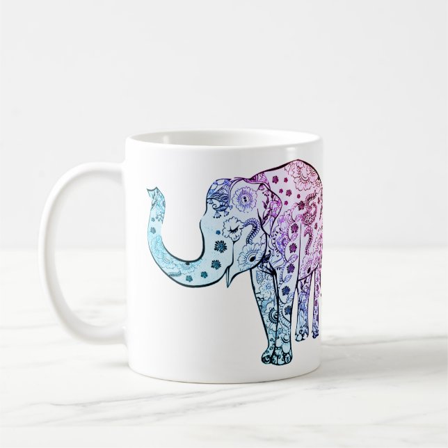 för teakaffe för elefant djur färgrik artsy mugg (Vänster)