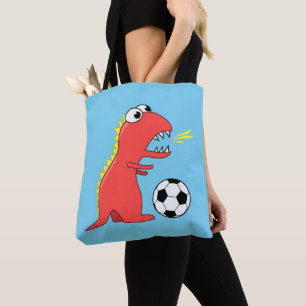 För tecknadDinosaur för blått rolig fotboll Tygkasse