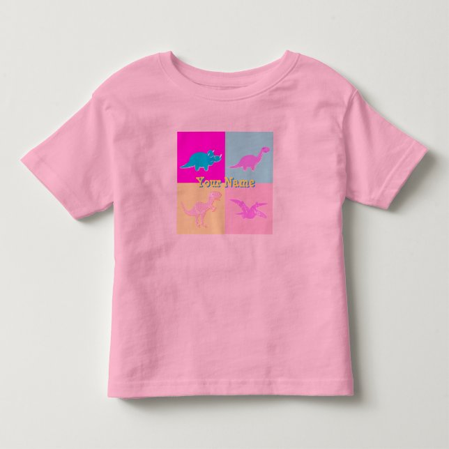 För tecknadDinosaurs för anpassningsbar fyra Tee Shirt (Framsida)