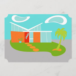 För tecknadhus för beställnings- mitt- århundrade inbjudningar