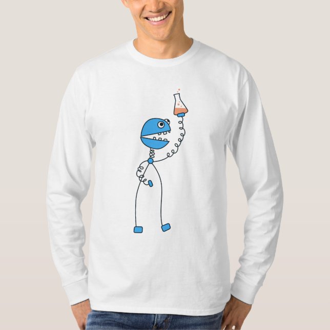 För tecknadrobot för blått rolig kemi t-shirt (Framsida)