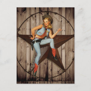 För Texas för ladugård Wood Cowgirl för westernt Vykort