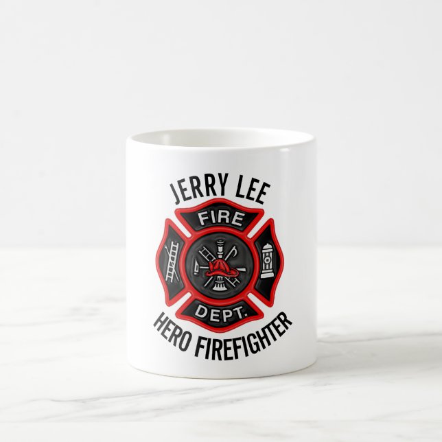 För textnamn för brandman beställnings- personlig kaffemugg (Center)