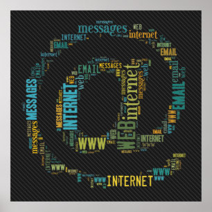 För textsymbol för internet e-post skrivad poster