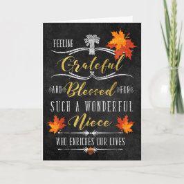 för Thanksgiving Blessings Autumn Chalk för Niece Helgkort
