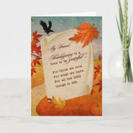 för Thanksgivingen Friend Sentimental Autumn Väg Helgkort