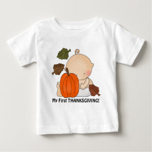 För thanksgivinghelgdag för unisex- bebis först tröja